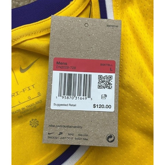 Nike Los Angeles Lakers Lebron James NBA Swingman Icon Edition Jersey Size L - Picture 7 of 7